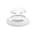 Ceiling-mount view of TP-Link Omada EAP723 Access Point with vented edge and internal Ethernet ports.