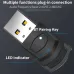 Close-up of Bluetooth Audio Headphone Adapter with USB connector, BT pairing key, and LED indicator.