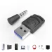 Angled view of Bluetooth Audio Headphone Adapter with USB 3.0 plug and detachable 3.5mm audio jack transmitter.