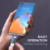 A hand connecting the LDNIO LC140 OTG adapter with a blue light to a smartphone.