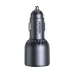 Close-up of UGREEN EC703 car charger with sleek metallic finish, compact design, and dual side contacts