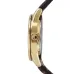 Side profile of Casio LTP-V005GL-9AUDF Watch highlighting slim gold case, crown, and dark brown leather strap.