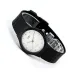 Angled front view of the Casio MQ-24-7ELDF Analog Watch highlighting the clean white dial and black resin case.