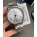 Front view of Casio MTP-V005D-7B4UDF Analog Watch with silver band and white dial featuring bold black numerals.