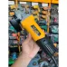 Store display view of Tolsen 79542 Angle Grinder with industrial label and protective guard on grinding wheel.
