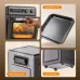 Collage view of Oraimo BakeAir Pro Air Oven highlighting auto power off, easy-clean tray, vent, and anti-slip pads.