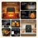 Promotional layout of Oraimo Intellifry Air Fryer highlighting 9L vertical design, dual heat, and 12 preset menus.