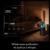 Bedroom scene of the Dyson HJ10 HushJet Air Purifier showing air quality graph display and quiet night operation beside bed.