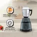 Front view of Tefal Grindmax HD Mixer Grinder with copper motor and ball bearing features highlighted on countertop.