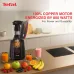Front view of Tefal Puregrind Mixer Grinder with fruits and juices highlighting 800W copper motor power capacity.