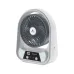 Close-up view of EP-608 Solar Fan with oval frame, spiral blades, and dual knobs for power and charge.