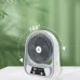 Front view of EP-608 Solar Fan with oval frame, dual knobs, and 180° rotation feature on marble surface.