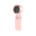 Handheld view of Portable Mini Turbo Fan in pink with digital display showing speed level and battery status.