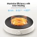 Front view of Oraimo InstaCooker Induction Cooker with glowing orange coil showing dual-layer rapid heating design.