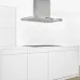 BOSCH dib97im50-series-4 chimney hood installed in a modern white kitchen with stainless steel finish