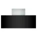 Bosch chimney hood front view with black glass panel, touch controls, and stainless steel chimney top
