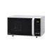 Front perspective view of silver LG MC2846SL Convection Microwave Oven with black glass door