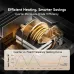 Close-up of Oraimo InfiWave Oven inverter component with heating curve graph comparing efficiency.
