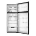 Front view of Haier HRF-475VMB 488L refrigerator with doors open showing empty storage compartments.