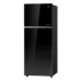 Angled front view of Haier HRF-488IFFB Refrigerator highlighting glossy finish and top freezer layout.