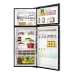Front view of Haier HRF-518IFFB Refrigerator showing sleek black double-door design with Twin Inverter branding.