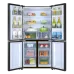 Interior view of Haier HRF-578TPB Refrigerator fully stocked with fresh and frozen items across upper and lower compartments.