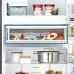 Stocked interior of Hitachi R-VGY490PB0 Refrigerator showing ice maker, deli items, and inverter cooling label.