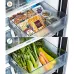 Drawers of Hitachi R-WB640V0PB (KD) (GBK) Refrigerator labeled Dry Food and Vegetable, filled with packaged foods, vegetables.