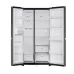 Front angled view of LG TMF VCM 2B257EMCX-VS6 694L Refrigerator with sleek black finish and closed doors.