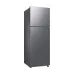 Angled front view of the Samsung RT35CG5444S9 348L Top Mount Refrigerator showing its silver finish with doors closed.