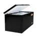 Front view of SMART SEF-250CS Deep Freezer with partially open lid, control panel, and warranty badge visible.