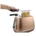 Delonghi Distinta CTI2103.CP 900W Metallic Toaster angled view with bread rack lifted by hand