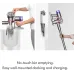Wall mount view of the Dyson V8 115AW Vacuum Cleaner showing no‑touch bin emptying and charging dock installation.