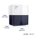 Front three-quarter view of Pureit Marina RO+UV+MF 6 Liter Water Purifier displaying height, width, and depth dimensions.