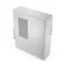 Front angled view of Lenovo IdeaCentre Tower 08IAS10 Brand PC with ribbed panel, power button, and USB ports.