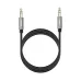 UGREEN AV119 3.5mm AUX cable full view showing coiled black cable, gold connectors, and slim metallic plugs