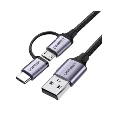 Ugreen US177 1 Meter USB To Micro USB & Type-C Cable #30875