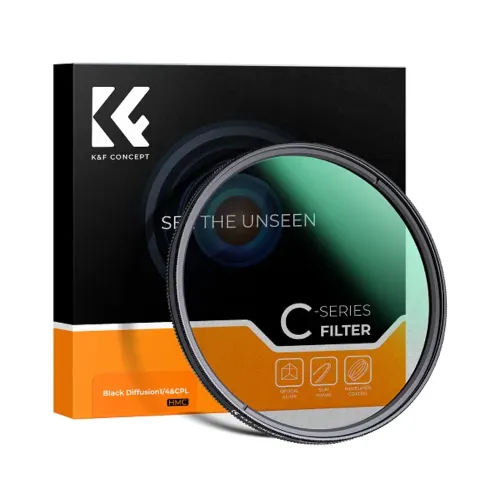 K&F Concept 82mm 2-in-1 Black Diffusion/Black Mist 1/4 with CPL Camera Lens Filter