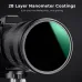 Close-up of K&F Concept KF01.977 77mm ND Filter on lens with 28-layer coating reducing glare and reflections.