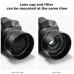 Front perspective view displaying K&F Concept KF03.107 Canon ES-65B Lens Hood mounted with lens cap and filter.