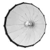 Front view of the white and black Godox S85W parabolic softbox with silver internal deflector.