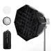Front three-quarter view of K&F Concept KF18.0013 40cm Octagonal Softbox with Grid with included accessories.