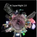 360-degree tiny planet perspective of a illuminated city intersection shot on DJI Osmo 360 II action camera.