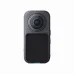 Insta360 X6 Essentials Bundle Action Camera, front view showcasing dual-lens 360° camera design with touchscreen display
