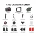 Feature overview graphic of SJCAM SJ30 8K Dual Lens Action Camera with Charging Kit displaying included accessories 