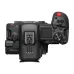 Top view of the black Canon EOS R5 C camera showing the controls, hotshoe, and red REC button.