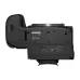 Bottom view of the black Canon EOS R5 C camera with the battery door open.