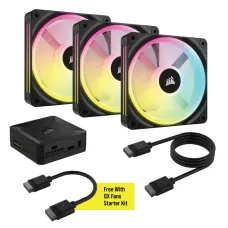 Corsair iCUE LINK QX120 RGB 3 in 1 120mm PWM Case Fan Starter Kit with iCUE LINK System Hub