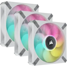 Corsair iCUE ML120 RGB ELITE Premium 120mm PWM Magnetic Levitation Fan White Triple Fan Kit with iCUE Lighting Node CORE