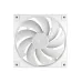 Front view of a white DeepCool FD14 WH case fan with nine curved blades and square frame.